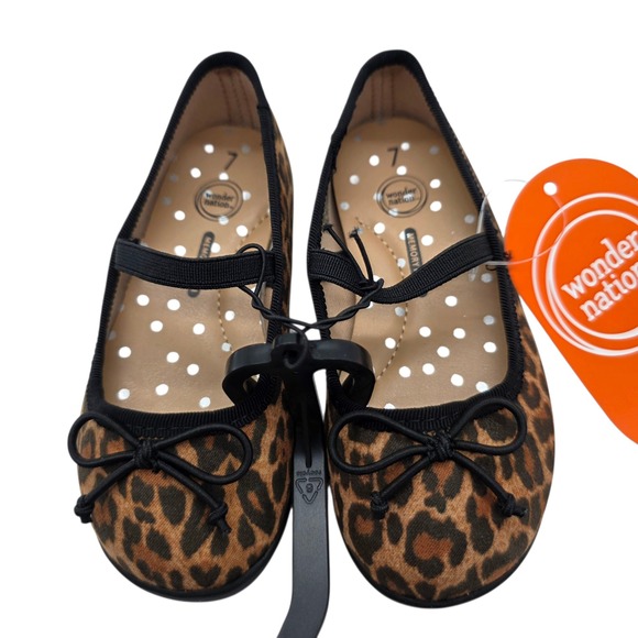 Wonder Nation Leopard Print Mary Jane Shoes Girls Size 7 Bow Accent NWT - Picture 1 of 6